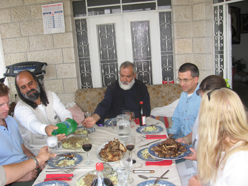 Vassula at Father Spyridonâ€™s house having lunch in Bethlehem
