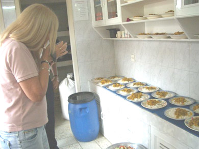 Filming in the Beth Myriam's kitchen