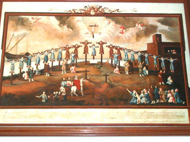 A painting of the Martyrs of Nagasaki, some of the Hidden Christians of Nagasaki who faithfully and courageously preserved their faith underground for 250 years