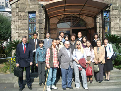 Group picture with TLIG organizers from Osaka and Tokyo, in front of Kitano Church